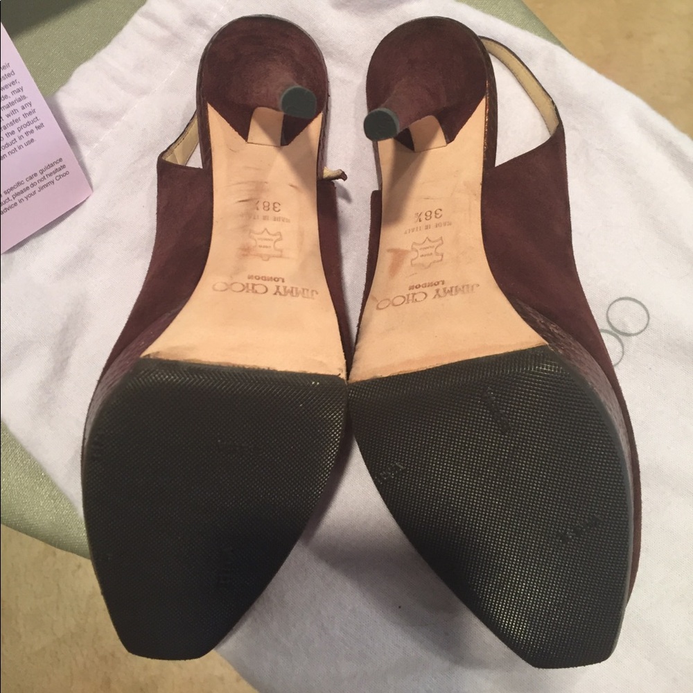 Authentic Jimmy Choo Suede Leather Trim Slingback Sandals - Picture 3 of 8
